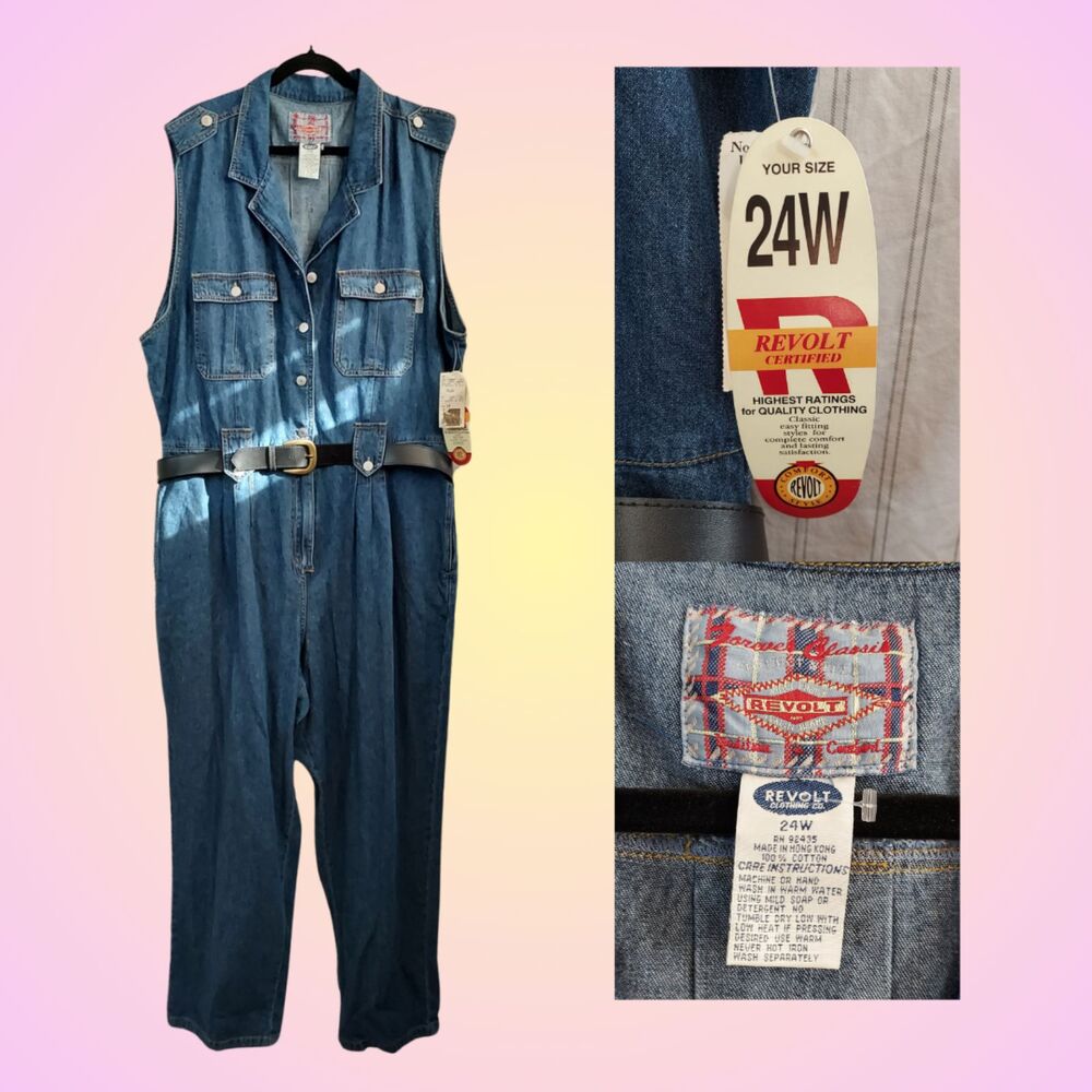 Vintage Plus Size 24 Denim Jumpsuit Never Worn With Tags